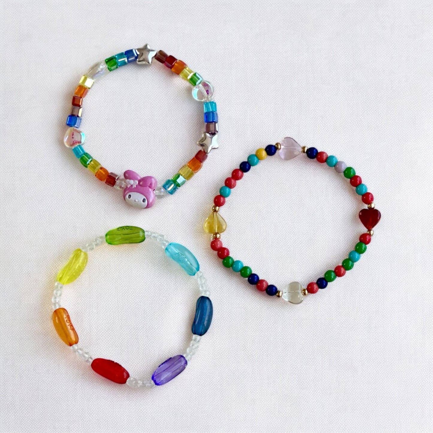 Rainbow Heart Charm Bracelet