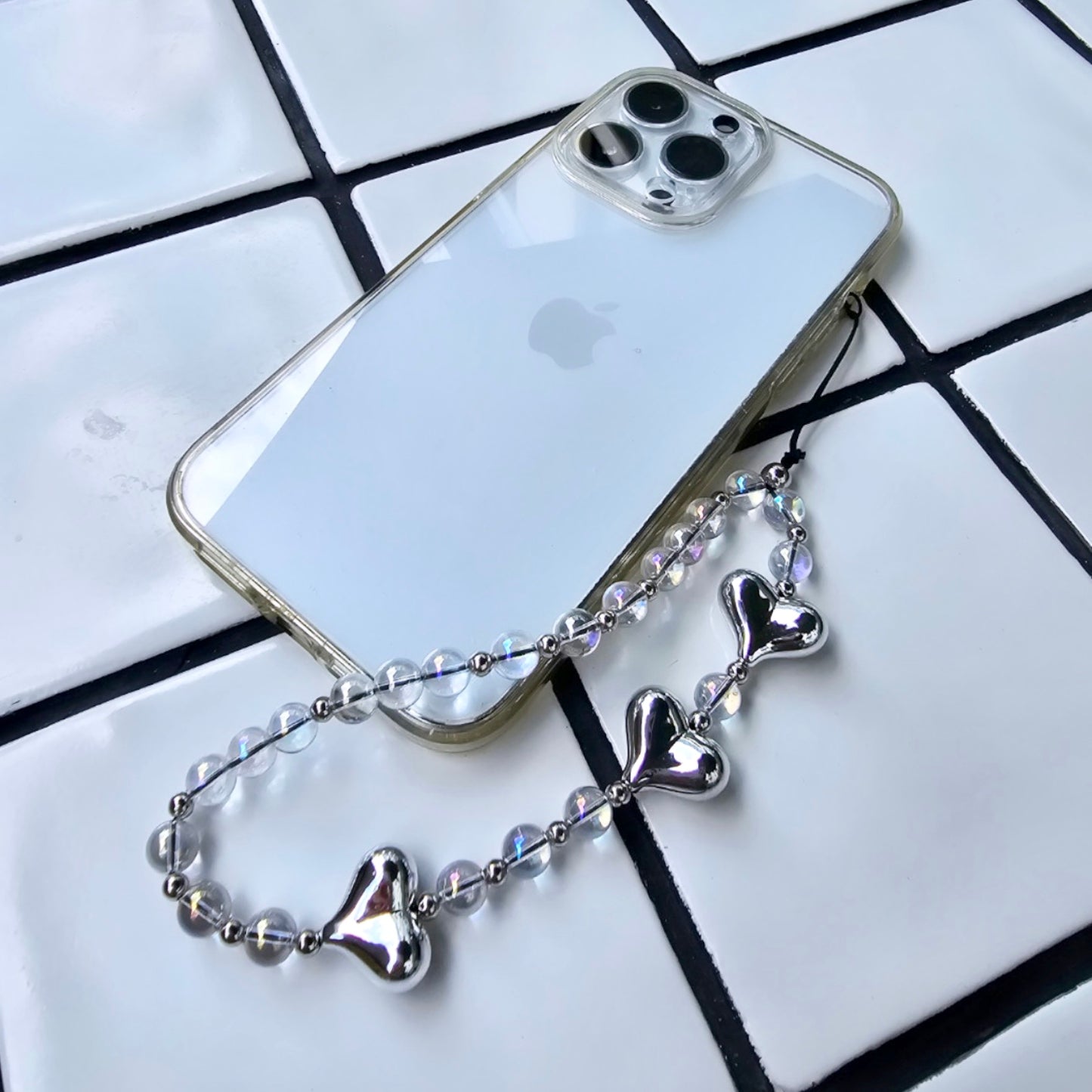 Heart Beaded Phone Charm